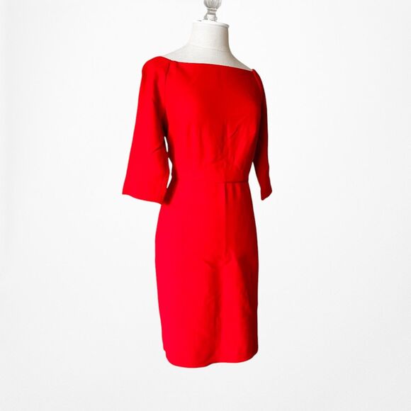 Vintage Y2K Red Quarter Sleeve Knee Length Bodycon Cocktail Dress Size M - Picture 4 of 6
